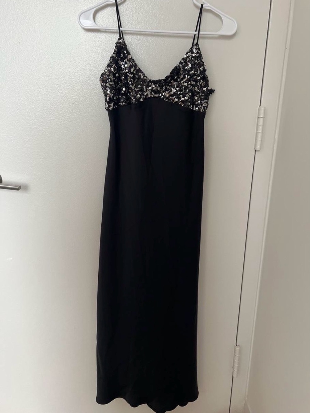 Zara Black Slip Dress with Silver Sequin